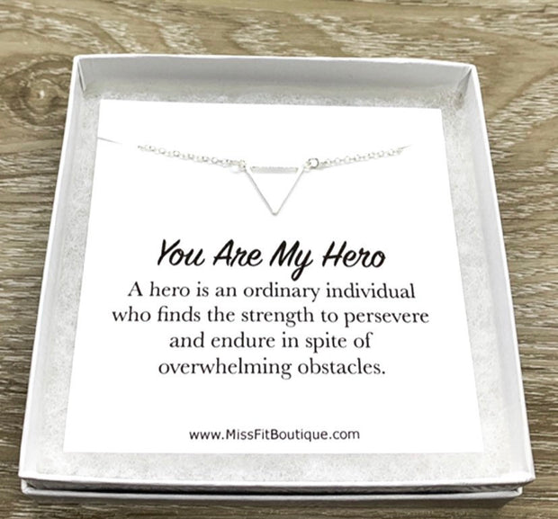 You Are My Hero Gift, Triangle Necklace, Dainty Pendant, Appreciation Gift, Friendship Necklace, Layering Necklace, Christmas Gift