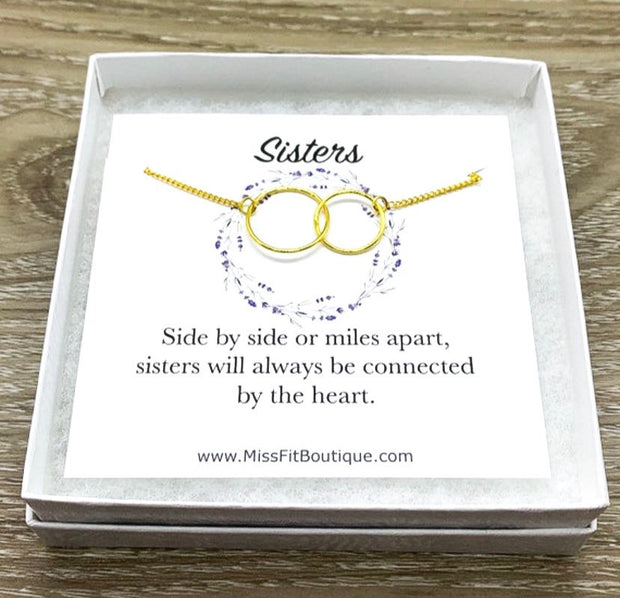Sisters Necklace, Side by Side, Interlocking Circles Necklace, Circular Pendant, Linked Circles Necklace, Big Sister, Sister Birthday Gift