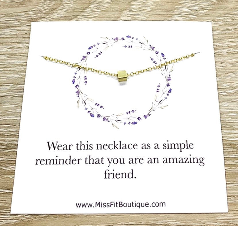 Amazing Friend Gift, Tiny Cube Necklace, Jewelry with Meaning, Gift for Friend, Simple Reminder Gift, Gift for Best Friend, Christmas Gift