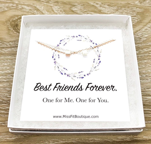Best Friends Forever Gift, Matching Tiny Cube Necklace Set for 2, Gift for Friend, Simple Reminder Gift, Best Friend Gift, Christmas Gift