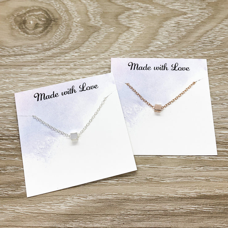 Best Friends Forever Gift, Matching Tiny Cube Necklace Set for 2, Gift for Friend, Simple Reminder Gift, Best Friend Gift, Christmas Gift