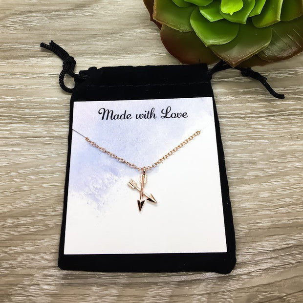 Tiny Crossing Arrows Necklace, Empowering Gift, Necklace for Women, Simple Reminder Gift, Friendship Gift, Arrow Jewelry, Birthday Gift