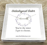 Unbiological Sister Gift, Horizontal Arrow Necklace, Soul Sister Gift, Arrow Jewelry, Sister I Got to Choose Card, Sister Birthday Gift