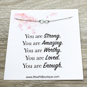 You Are Enough Card, Dainty Infinity Sign Necklace, Affirmation Gift, Eternity Necklace, Stocking Filler, You Are Worthy, Holiday Gift