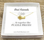 Interlocking Puzzle Necklace Set for 2, Best Friends Card, Matching Puzzle Piece Necklaces, Gift for Best Friend, Birthday Gift, BFF Gift