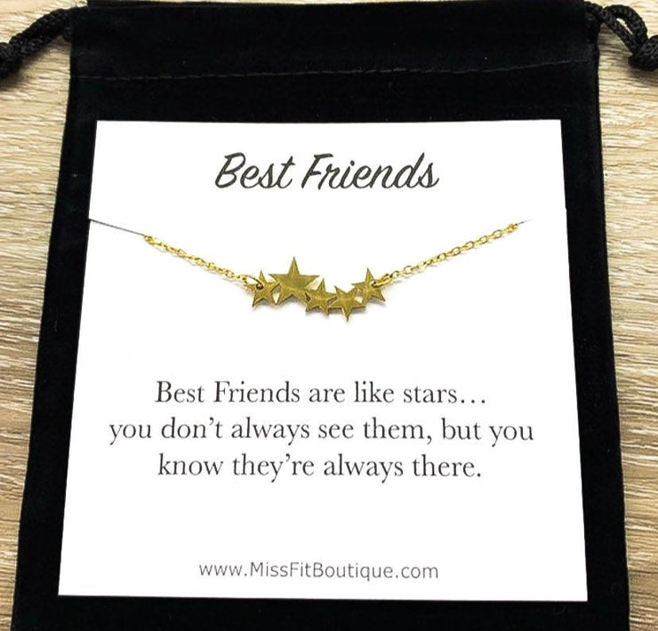 Best Friends Are Like Stars, 5 Stars Necklace, BFF Gift, Friendship Necklace, Celestial Jewelry, Meaningful Gift for Friend, Long Distance