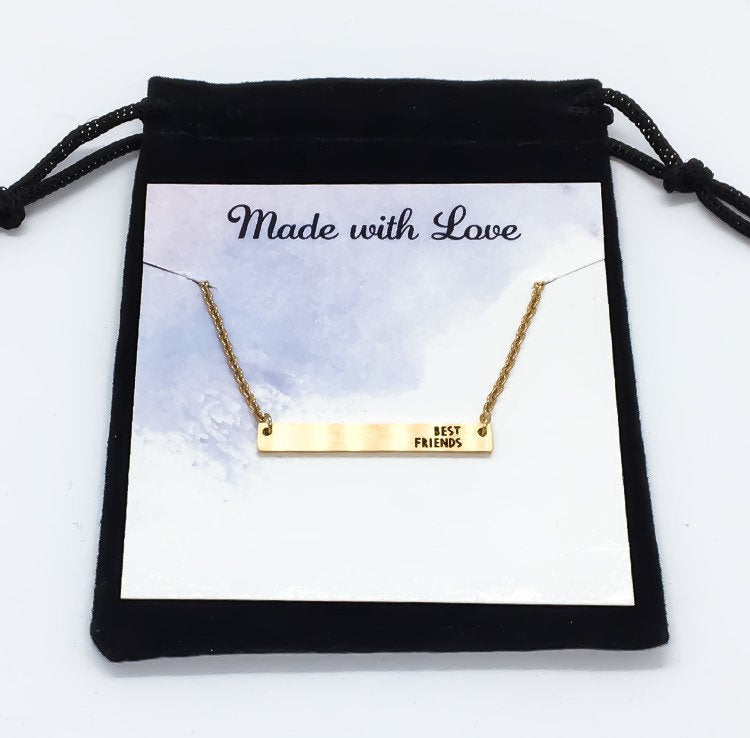 Best Friends Bar Necklace, Dear Best Friend Card, Friendship Necklace, Personalized Card, Gift for Bestie, Best Friend Christmas Gift