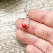 Mom To Be Gift, Tiny Red Heart Pendant Necklace, Expecting Mama Gift, Pregnancy Necklace, Baby Coming Soon Gift, Baby Shower Gift