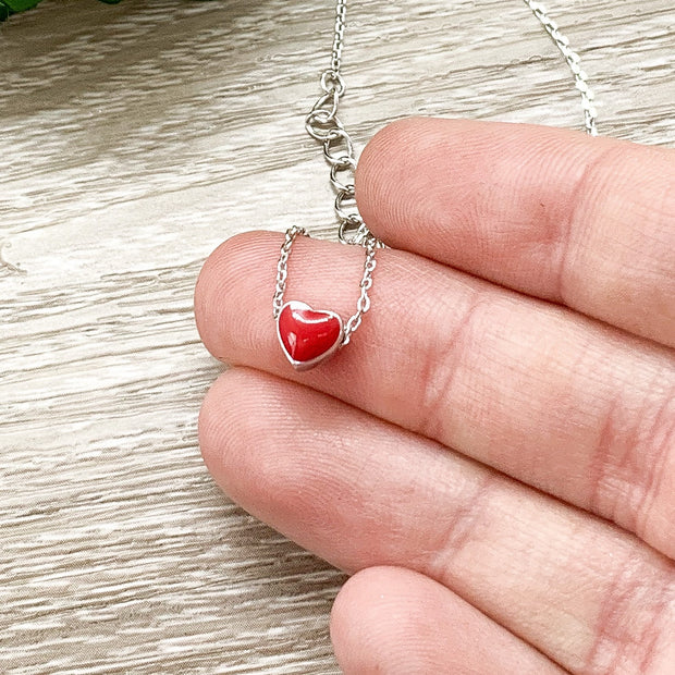 Mom To Be Gift, Tiny Red Heart Pendant Necklace, Expecting Mama Gift, Pregnancy Necklace, Baby Coming Soon Gift, Baby Shower Gift