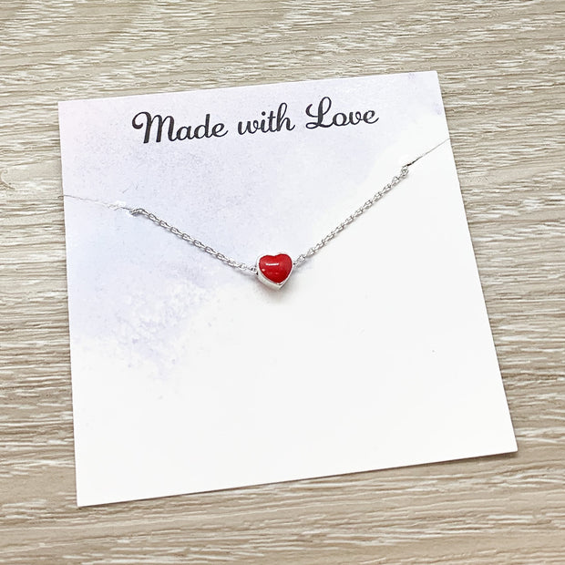 Mom To Be Gift, Tiny Red Heart Pendant Necklace, Expecting Mama Gift, Pregnancy Necklace, Baby Coming Soon Gift, Baby Shower Gift