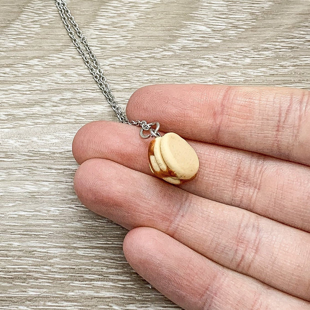 Tiny Stack of Pancakes Charm Necklace, Realistic Food Charm, Cute Friendship Gift, Gift for Bestfriend, Canada Necklace, Novelty Jewelry