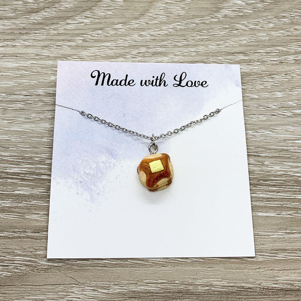 Tiny Stack of Pancakes Charm Necklace, Realistic Food Charm, Cute Friendship Gift, Gift for Bestfriend, Canada Necklace, Novelty Jewelry