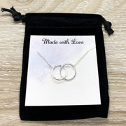 Grandmother of Two Necklace with Card, Linked Circles Necklace, 2 Circle Pendants, Gift for Grandma from Grandkids, Gift for Nana