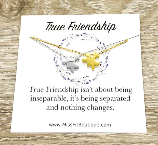 True Friendship Gift, Matching Puzzle Necklace Set, Best Friends Necklaces for 2, Jewelry Set, Long Distance Friends Gift, Holiday Gifts