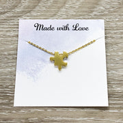 Puzzle Necklace, Dainty Puzzle Piece Pendant, Puzzle Jewelry Rose Gold, Autism Awareness Gift, Gift for Mom with Child on Spectrum