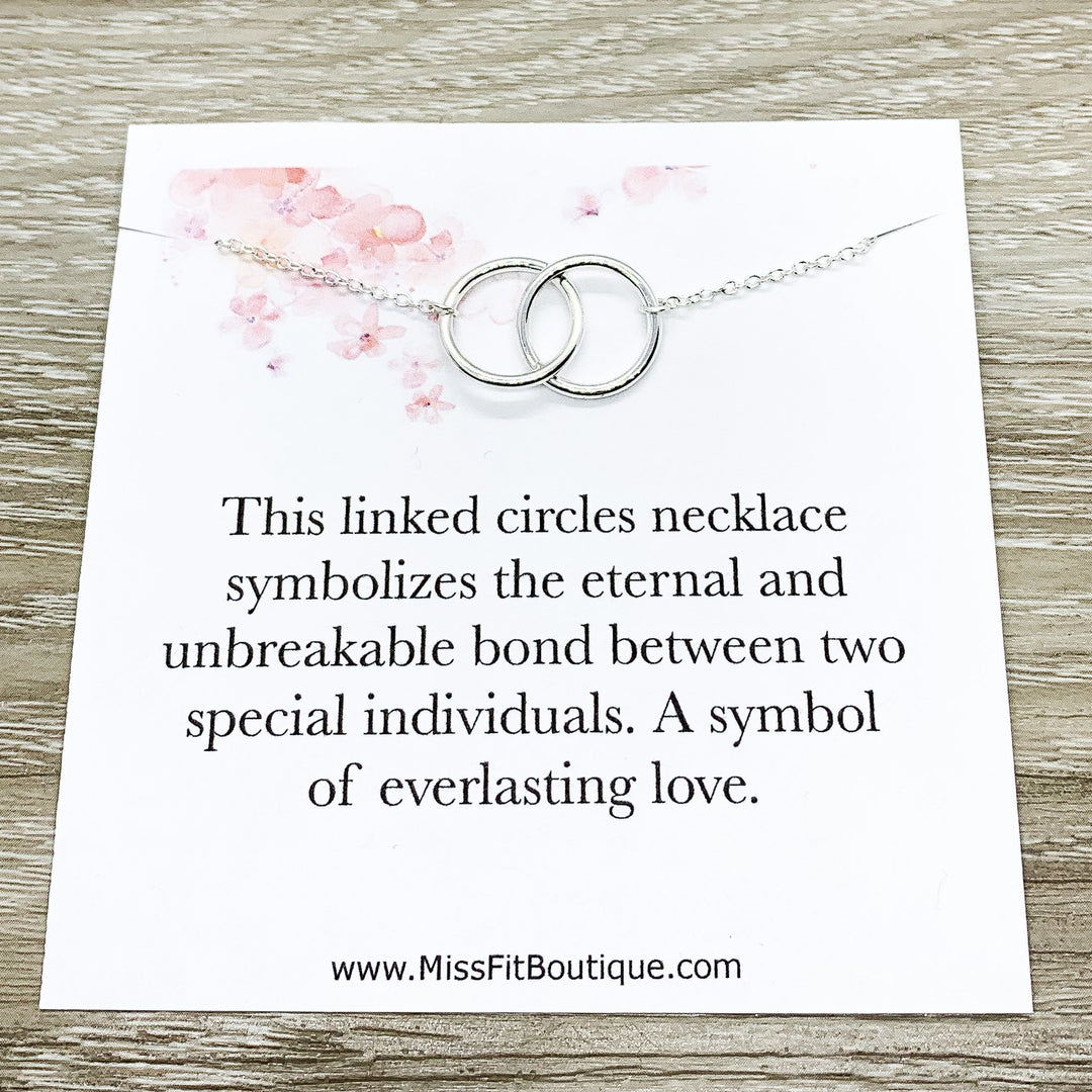 Unbreakable Bond Necklace with Gift Box, Linked Circles Necklace, 2 Circle Pendants, Gift for Best Friend, Gift for Girlfriend, Wife Gift