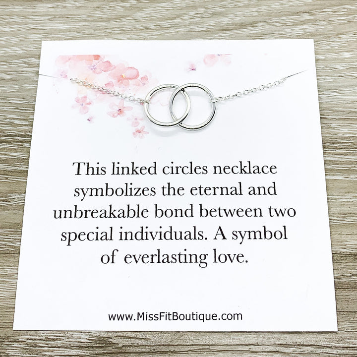 Unbreakable Bond Necklace with Gift Box, Linked Circles Necklace, 2 Circle Pendants, Gift for Best Friend, Gift for Girlfriend, Wife Gift