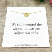 Tiny Compass Necklace with Personalized Card, Gold Compass Pendant, Inspirational Gift, Encouragement Gift for Her, Keep Going Gift