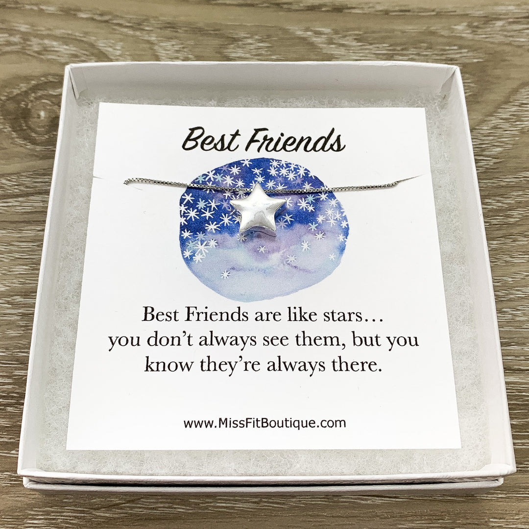 Best Friends Are Like Stars Card, Sterling Silver Star Necklace, Gift for Best Friend, Friendship Necklace, Friend Christmas Gift, Woman