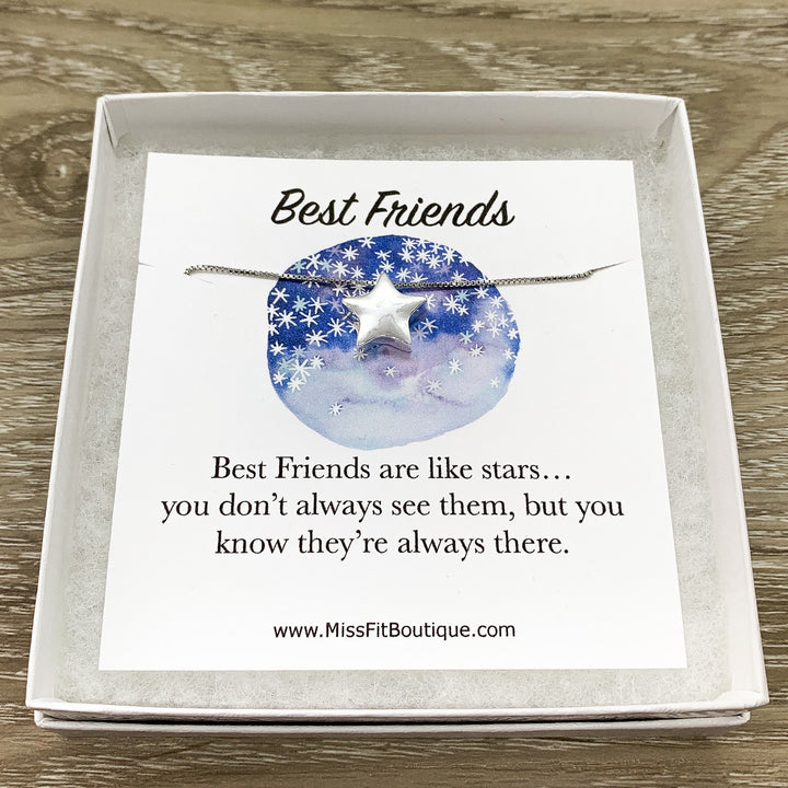 Best Friends Are Like Stars Card, Sterling Silver Star Necklace, Gift for Best Friend, Friendship Necklace, Friend Christmas Gift, Woman