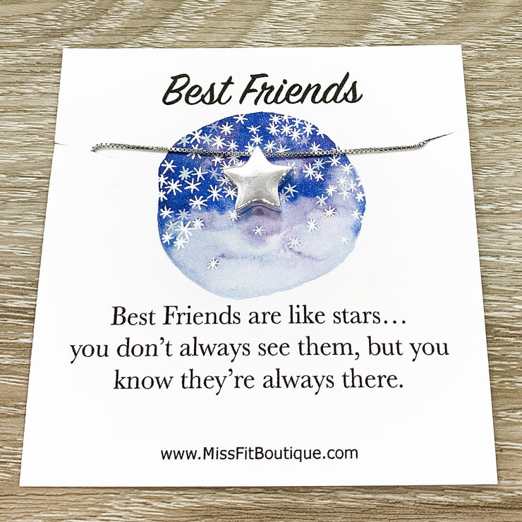 Best Friends Are Like Stars Card, Sterling Silver Star Necklace, Gift for Best Friend, Friendship Necklace, Friend Christmas Gift, Woman