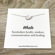 Whale Symbol, Whale Jewelry Gift, Opalite Whale Necklace, Mental Health, Beach Necklace, Support Gift, Ocean Gift, Friendship Necklace
