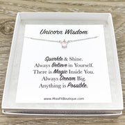 Opalite Unicorn Necklace Gift Box, Unicorn Wisdom Card, Unicorn Jewelry, Unicorn Lover Gift, Unicorn Pendant, Teen Girl Gift, Birthday Gift