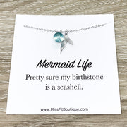 Mermaid Gift, Mermaid Necklace, Blue Crystal Necklace, Sterling Silver Jewelry, Mermaid Life, Friendship Necklace, Free Spirit Gift, Holiday