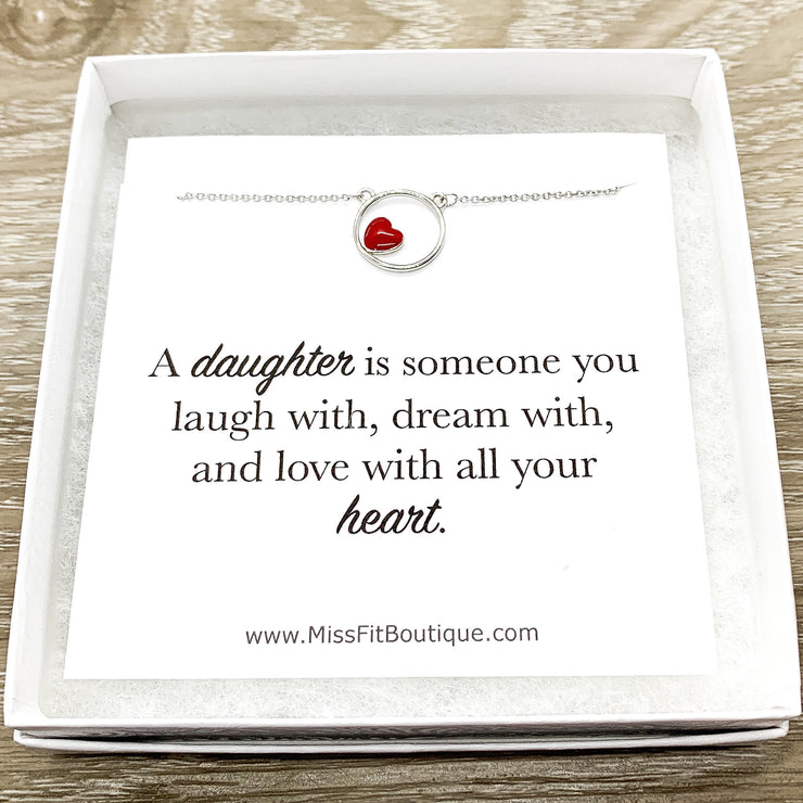 Daughter Necklace from Mother, Heart Necklace, Daughter Gift from Mom, Sweet 16 Gift, Birthday Gift, Daughter Jewelry, Wedding Gift