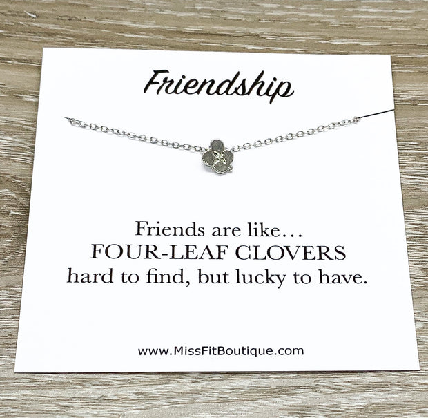 Tiny 4 Leaf Clover Pendant, Good Luck Charm Necklace, Friendship Necklace, Spiritual Jewelry, Simple Reminder, Gift for Her, Stocking Filler