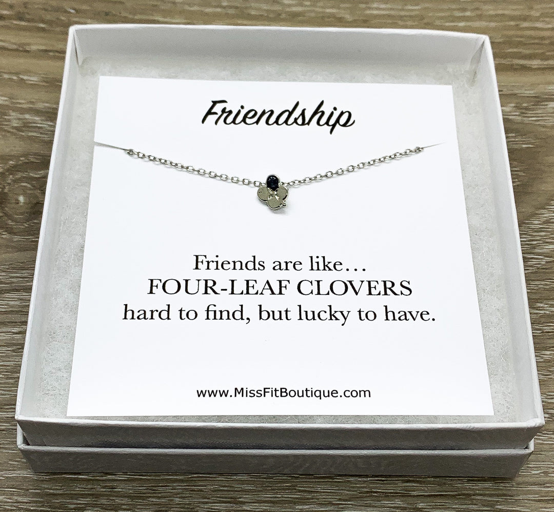 Tiny 4 Leaf Clover Pendant, Good Luck Charm Necklace, Friendship Necklace, Spiritual Jewelry, Simple Reminder, Gift for Her, Stocking Filler