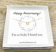Happy Anniversary Card, Tiny Horseshoe Necklace, Lucky Charm Necklace, Wife Necklace, Minimalist Jewelry, Gift from Husband, Women