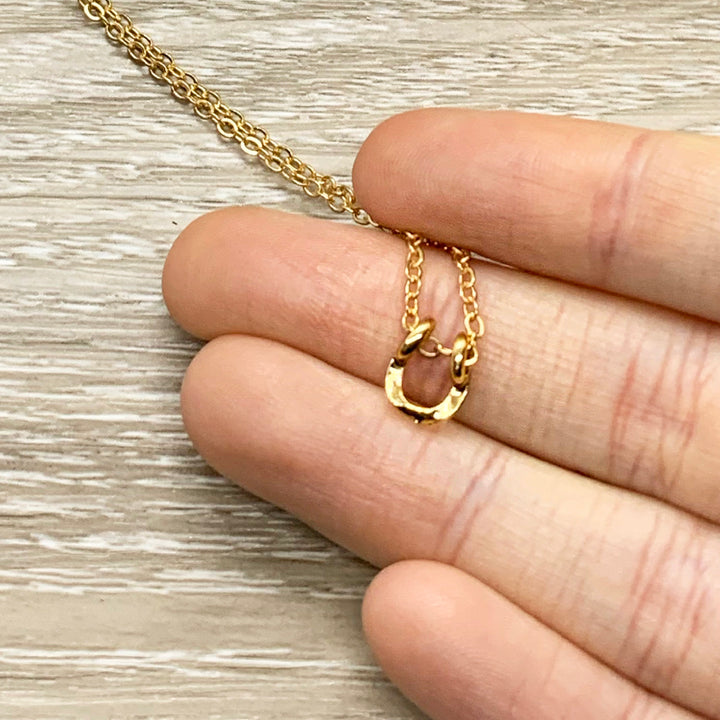 Happy Anniversary Card, Tiny Horseshoe Necklace, Lucky Charm Necklace, Wife Necklace, Minimalist Jewelry, Gift from Husband, Women