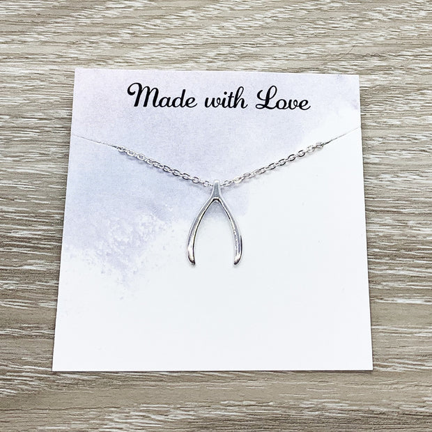 Wishbone Necklace, Make a Wish Jewelry, Lucky Charm Jewelry, Gift for Friend, Friendship Jewelry, Gift for Daughter, Birthday Gift for Women