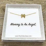 Mommy to an Angel Card, Tiny Angel Wings Necklace Gold, Grief Jewelry, Grieving Mother Gift, Miscarriage Necklace, Remembrance Gift