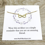 Friendship Necklace, Dainty Infinity Necklace, Eternity Pendant, Gift for Best Friend, Infinity Necklace, Simple Reminder Gift for Women