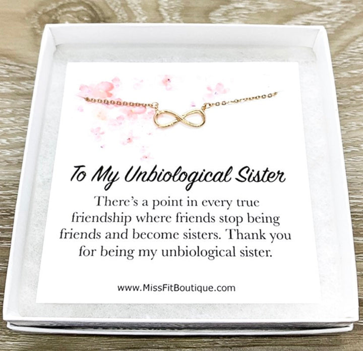 Unbiological Sister Gift, Infinity Necklace, Eternity Pendant, Gift for Friend, Infinity Necklace, Long Distance Gift for Women, Bestie Gift