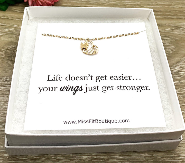 Tiny Butterfly Necklace, Inspirational Card, Minimalist Jewelry, Dainty Jewelry, Gift for Bonus Daughter, Simple Reminders, Gift for Her
