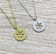 Tiny Snowflake Necklace Set for 2, Dainty Winter Jewelry, Snowflake Pendant, Snow Buddies, Gift for Best Friend, Secret Santa Gift