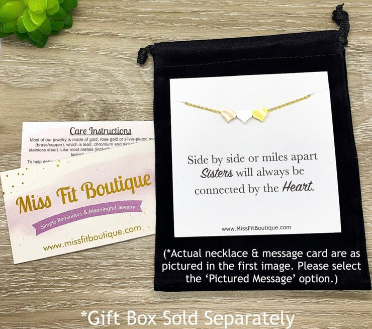 Mother of Three Gift, 3 Hearts Necklace with Personalized Card, Mother Necklace, Gift for Mom, Gift for Mom Jewelry, Dainty Hearts Necklace