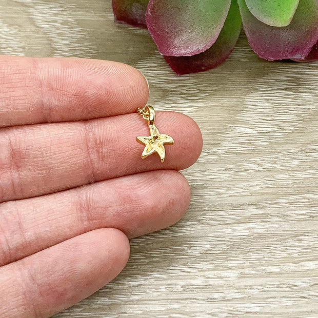 Tiny Starfish Necklace, Ocean Lover Gift, Beach Jewelry, Shell Pendant, Coastal Necklace, Seascape Jewelry, Gift for Her, Birthday Gift