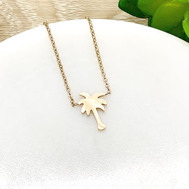 Palm Tree Necklace, Dainty Necklace, Mini Charm Necklace, California Necklace, Beach Jewelry, Gift for Her, Tropical Pendant