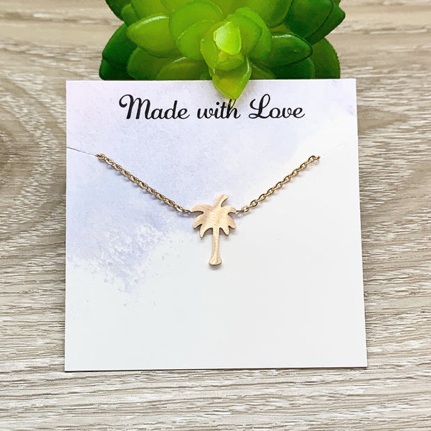 Palm Tree Necklace, Dainty Necklace, Mini Charm Necklace, California Necklace, Beach Jewelry, Gift for Her, Tropical Pendant