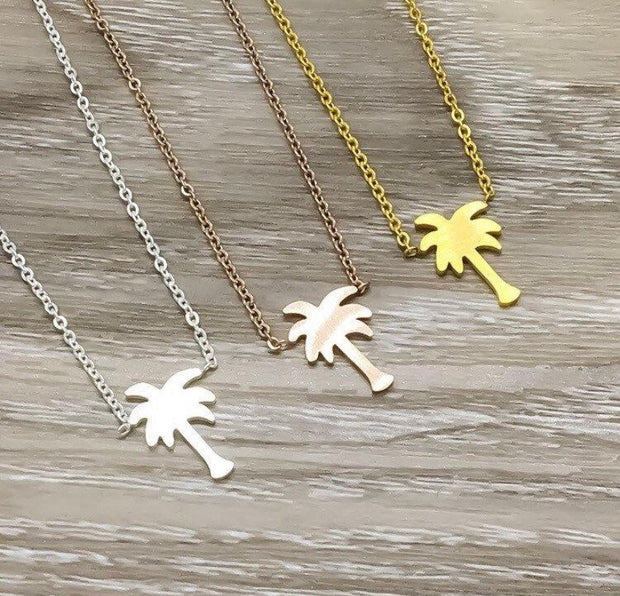 Palm Tree Necklace, Dainty Necklace, Mini Charm Necklace, California Necklace, Beach Jewelry, Gift for Her, Tropical Pendant