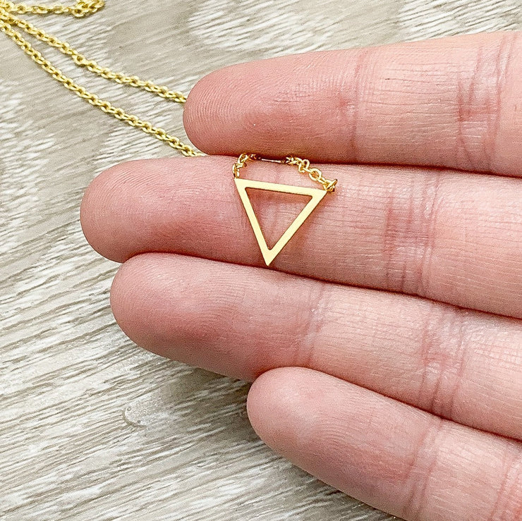 Tiny Triangle Necklace, Dainty Pendant, Modern Necklace, Minimalist Jewelry, Necklace for Women, Friend Gift, Layering Necklace
