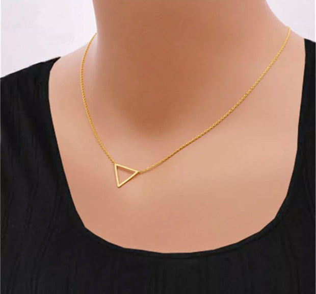Happy Belated Birthday Card, Tiny Triangle Necklace, Dainty Pendant, Modern Necklace, Necklace for Women,  Friend Gift, Layering Necklace