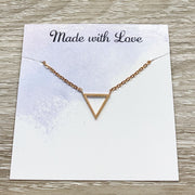 Tiny Triangle Necklace, Dainty Pendant, Modern Necklace, Minimalist Jewelry, Necklace for Women, Friend Gift, Layering Necklace