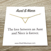 Aunt & Niece Gift, Triangle Necklace, Dainty Pendant, The Love Between Card, Auntie Necklace, Layering Necklace, Christmas Gift