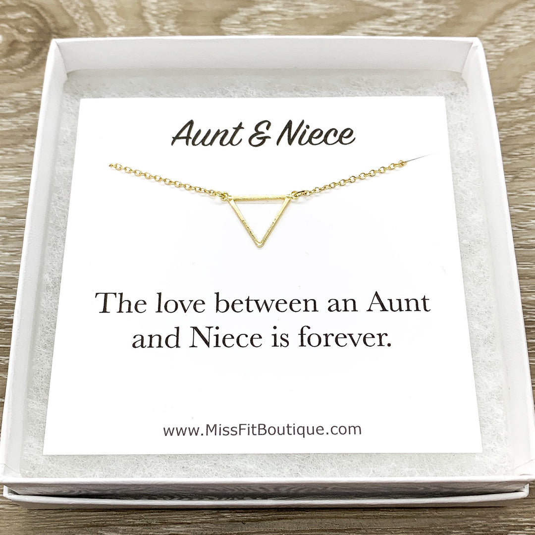 Aunt & Niece Gift, Triangle Necklace, Dainty Pendant, The Love Between Card, Auntie Necklace, Layering Necklace, Christmas Gift