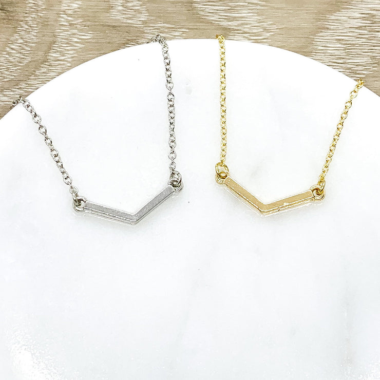 Arrow Necklace, Dainty Pendant, V-Shape Necklace, Triangular Pendant, Infinity Necklace, Minimalist Necklace, Christmas Gift, Modern Jewelry